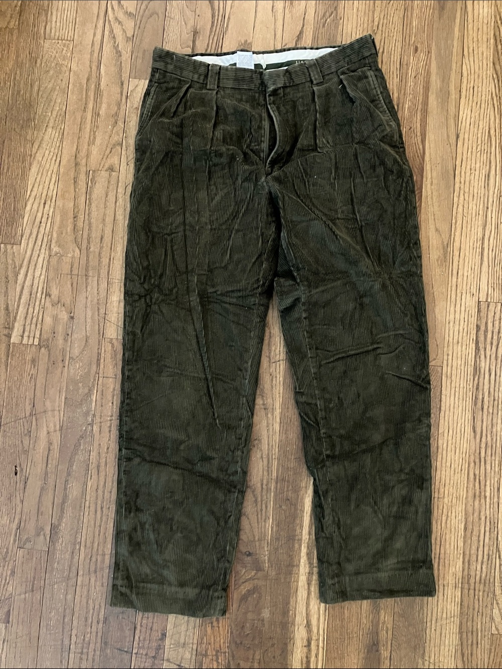 L.L. Bean Dark Olive Corduroy Trousers